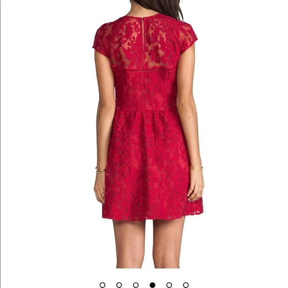 DOLCE VITA Windsor Red Organza Lace Sweetheart Mini Dress - Picture 4 of 7